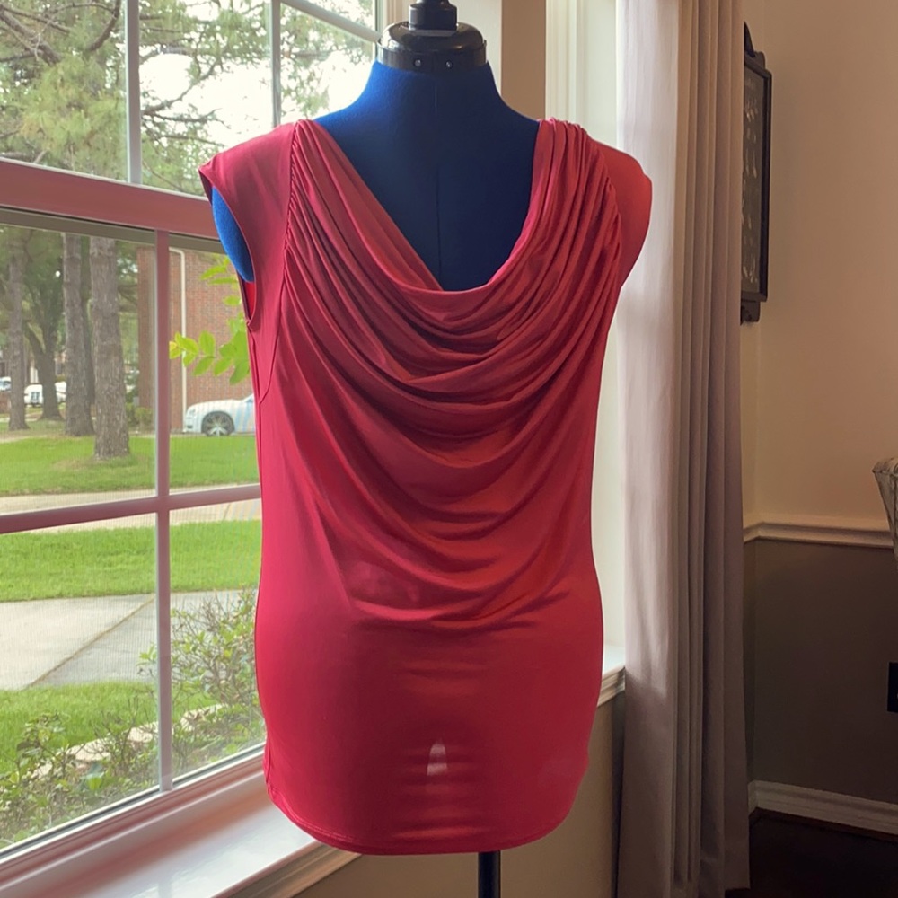 Shimmery ladies top,  stunning neckline draping.